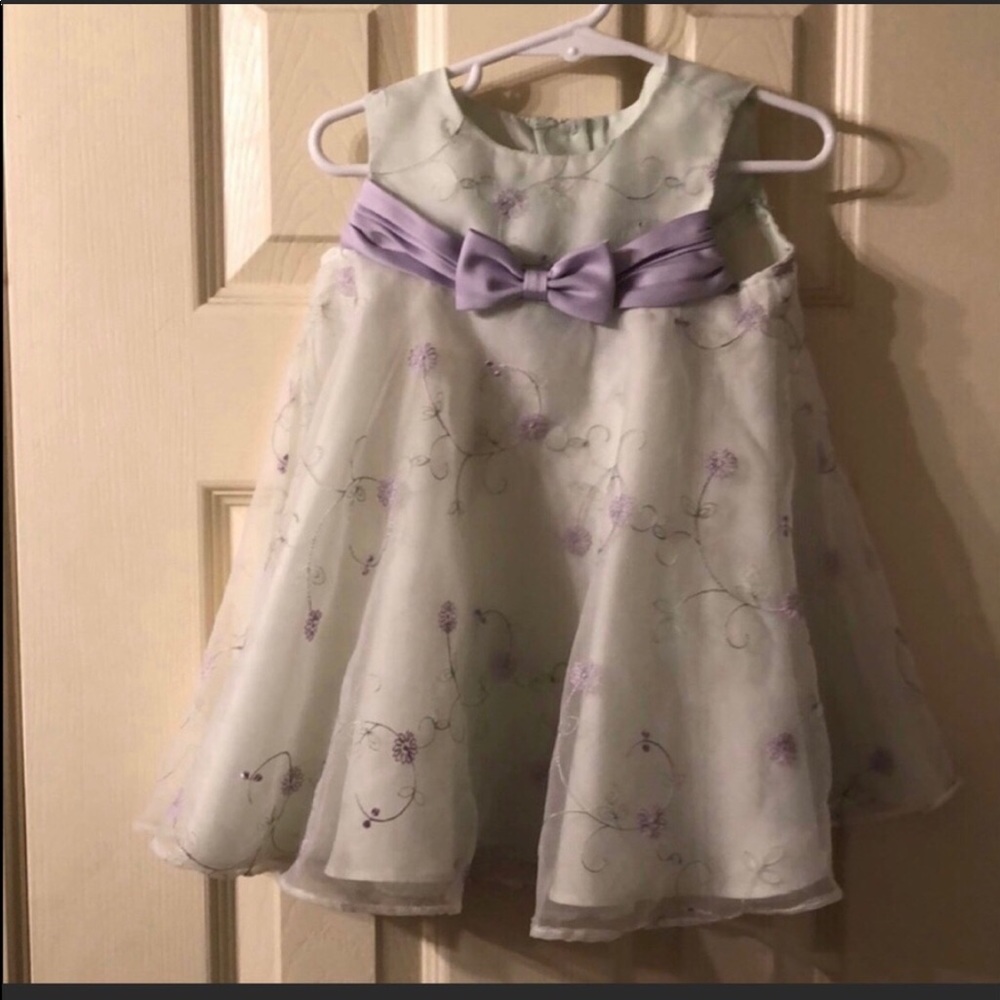 Ashley Ann Sleeveless Light Green/Purple Dress Girls Size 2T